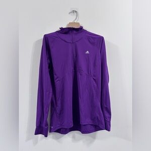 💜adidas Purple Long-Sleeve 1/4 Zip Pullover